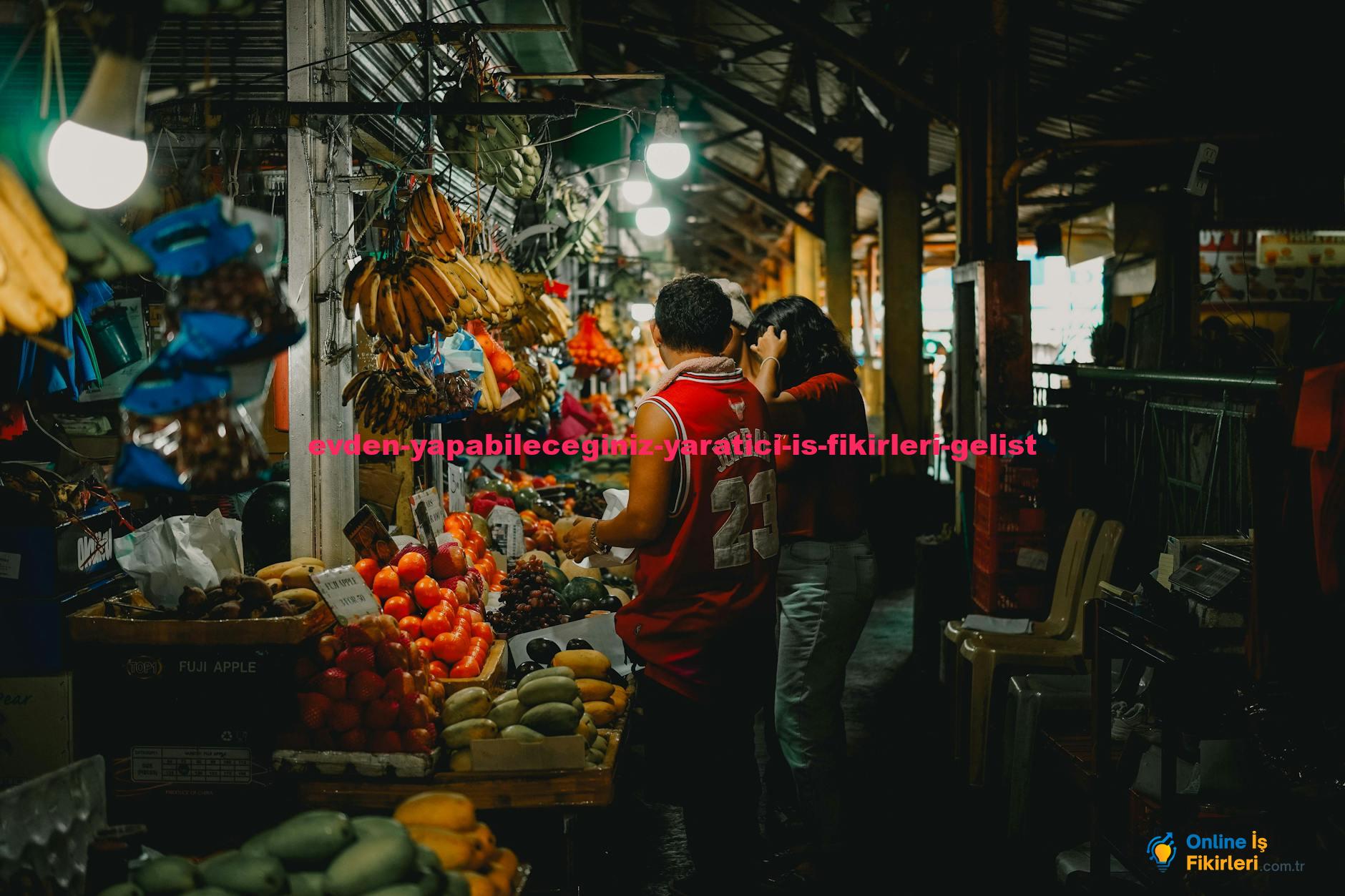 A bustling indoor market offering fresh fruits and vegetables, showcasing local culture and variety.