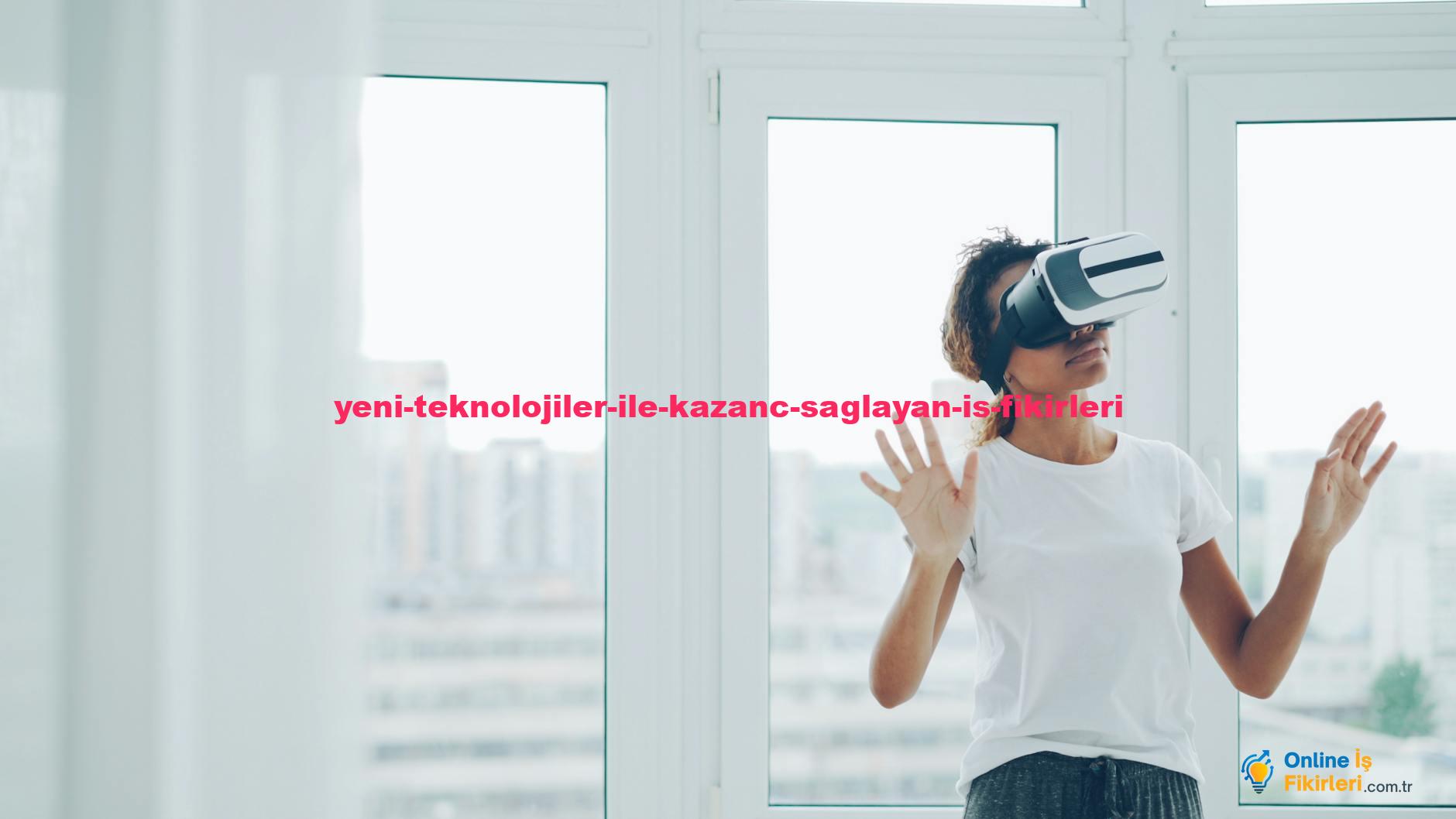 A woman enjoying a virtual reality experience with VR headset indoors.